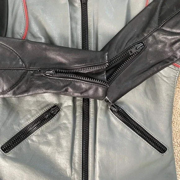 Vintage AMF HARLEY-DAVIDSON 70 Unisex LEATHER 2 tone color Moto BIKER JACKET, 36